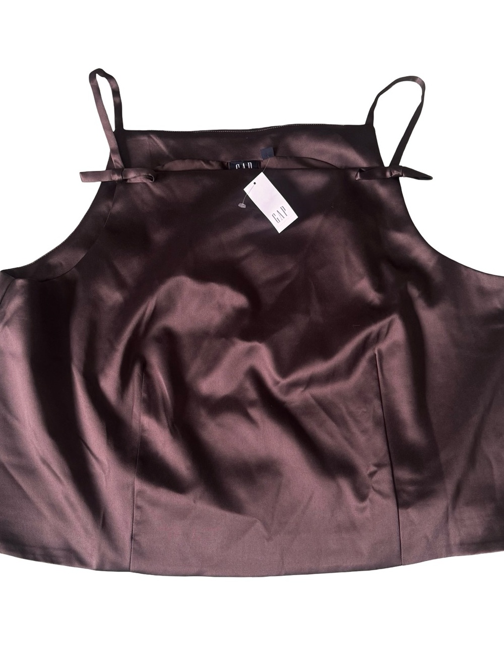 NWT GAP Women’s Brown Satin Square Neck Bow Top Size XXL